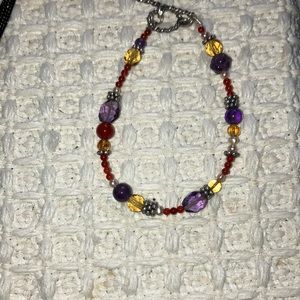 COPY - Beaded Bracelet, Purple, Yellow & Red